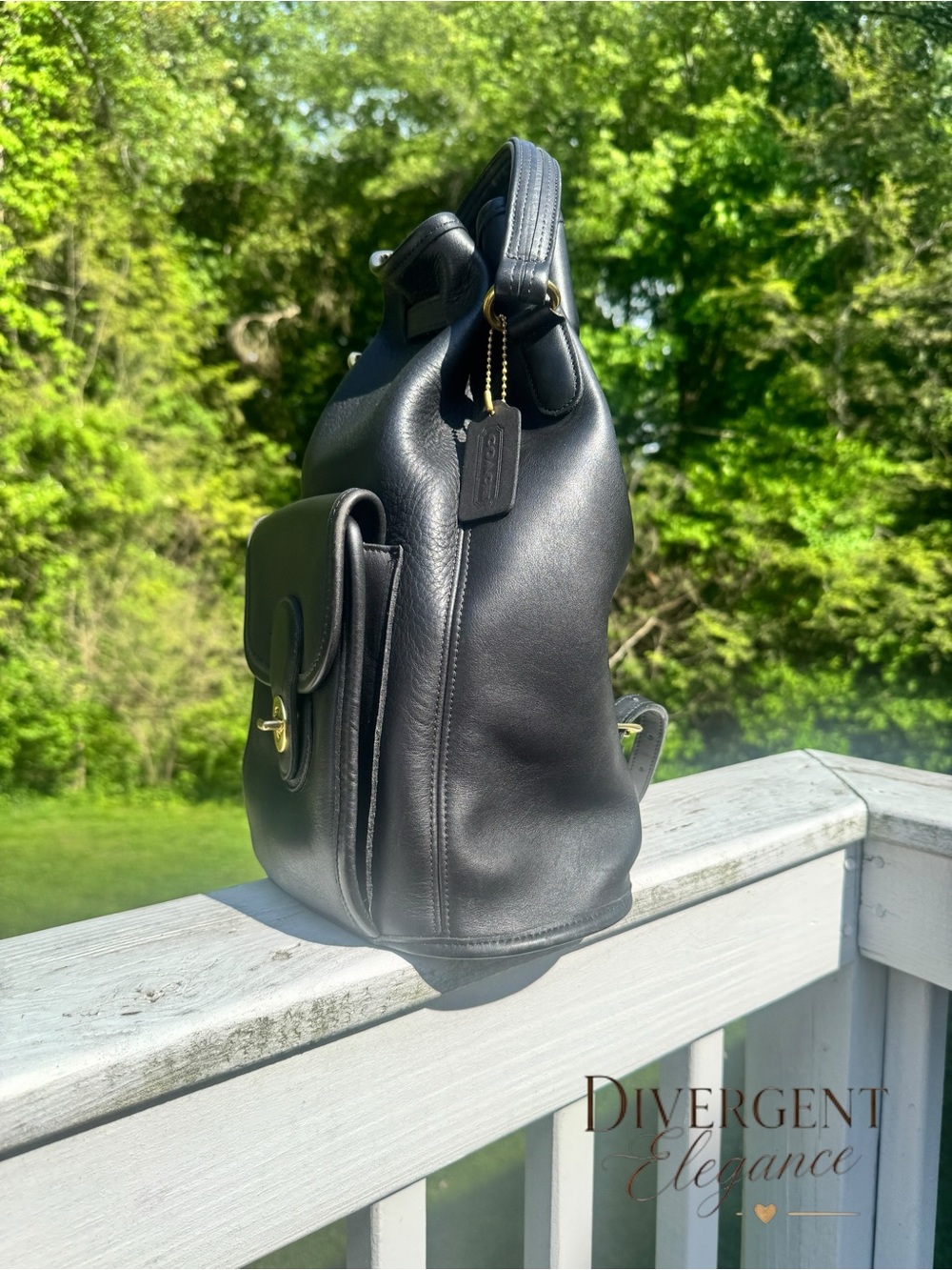 Coach Handle Backpack Sling Daypack Black Glove Tanned Leather Style 9952 - Picture 3 of 8